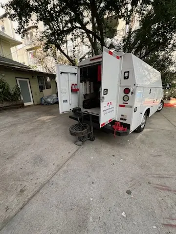 Magnet Plumbing service vehicle on-site for Sewer Line Repair in Panorama City